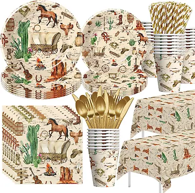 Western Cowboy Party Decorations Tableware For Birthday & Baby Shower • £41.45