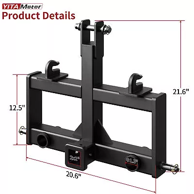 3 Pt Trailer Hitch 2  Receiver W/3/4  Hay Spear Holes & Bucket Hooksfor CAT 0 &1 • $99.99