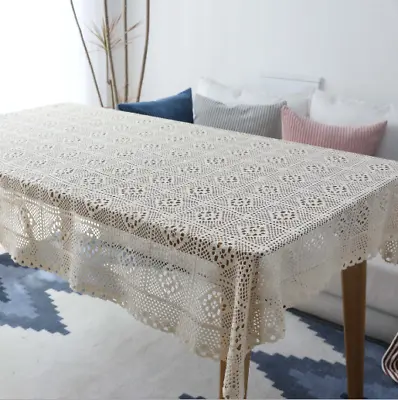 Vintage Handmade Crochet Lace Tablecloth No Damage Classic Elegance • $21.44