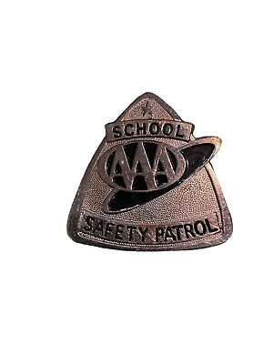 Vintage AAA School Safety Patrol Black Silver Tone Metal Badge Pin • $30