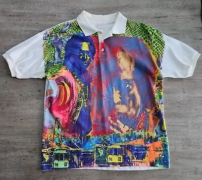 Vintage 90s Miles Davis Michael Rios Heavens Smile Hand Screened Polo Shirt L  • $699.99