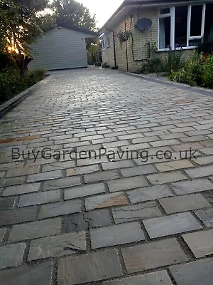 Raj Green Natural Indian Sandstone Cobble Setts 200x100 40mm+ • £3