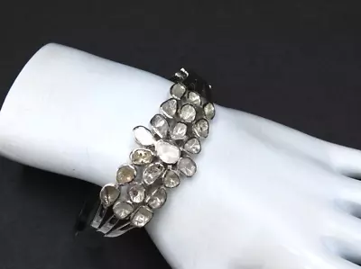 Vintage Djoy Polki Diamond Jointed Bracelet Solid 925 Sterling Silver Jewelry • $179.99