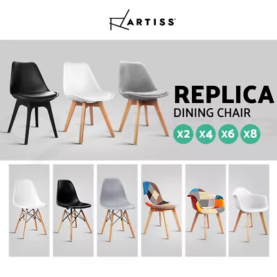 Artiss Dining Chairs Chair Replica Leather Fabric Cafe Set Of 2/4/6/8 • $170.95