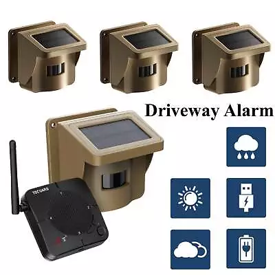 Solar Wireless Driveway Alarm Security System Alert Motion Sensor PIR Detector • $119.59