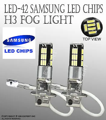 Samsung H3 LED 42 SMDs Canbus No Error Free DRL Super White Fog Light Bulbs V360 • $10.79