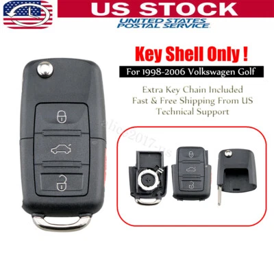 $8.89 • Buy For Volkswagen VW Beetle Golf Jetta Passat Flip Remote Key Fob Shell Case