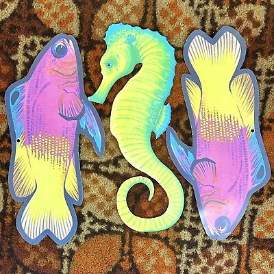 Vintage 1980s Tropical Sea Wall Window Decorations Colorful Seahorse & Fish • $19.99