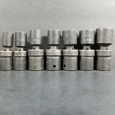 Snap On 7 Pc SAE 1/2  Drive Impact Universal Shallow Swivel 6 Point Socket Set • $210