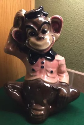 Vintage 1950's Ceramic C. Miller Organ Grinder Monkey Bank Large 12  Tall • $34.99