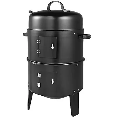 £38.99 • Buy Charcoal BBQ Portable Barrel Smoker Grill With Lid Black Small Barbecue Balcony