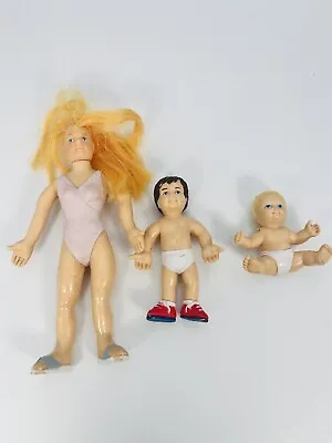 Vintage Rubber Doll House Dolls Family Mom Son Baby Bendable Bendy • $18.99