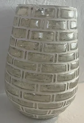 Mercury Glass Brick Design Vase 4” Top Diameter 8” Tall Made In India • $11.99