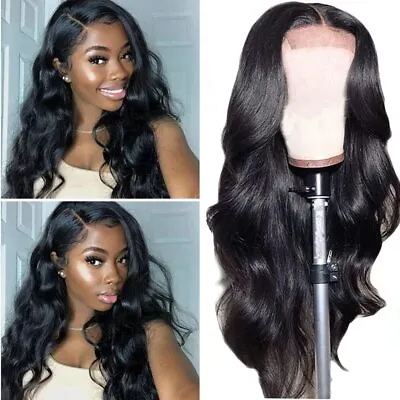 USA  Black Long Body Wave Wig Natural Middle Long Wavy Curly Women Causal Party • $13.94