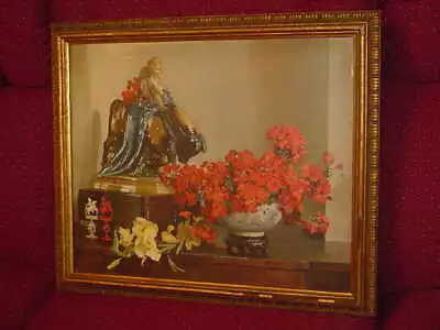 $105 • Buy Herbert Davis Richter Study In Scarlet Vintage Print Wood Frame Harrod's London