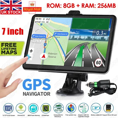 7'' Car Truck GPS Navigation Sat Nav 8GB Free Lifetime UK&EU Maps Touch Screen H • £41.88