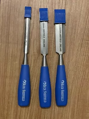 Buck Sheffield England Wood Chisel Set Of 3Pc Blue 1/2” 3/4” 1” • $44.99