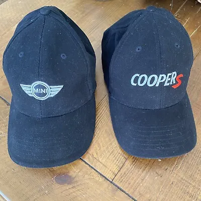 2 Mini Cooper Adjustable Strapback Baseball Hat Caps S Lot EUC • $38.59