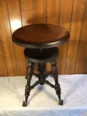 Antique Adjustable Lyon & Healy Wooden Piano Stool With Claw Feet • $129.95