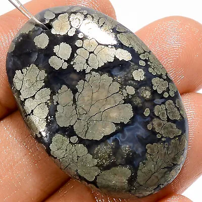 Natural Marcasite Agate Oval Cabochon Drilled Gemstone 64 Ct. 34X22X6 Mm A-25185 • £5.43