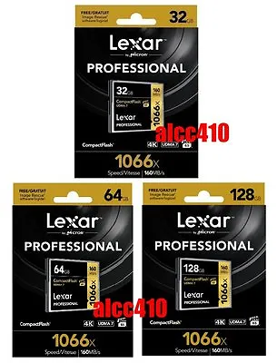 Lexar Professional 32GB 64GB 128GB CF Compact Flash Memory Card 1066x 160MB/s 4K • $69.95