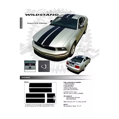 Ford Mustang 2005 To 2009 Wildstang Dual Stripe Graphic Kit Gloss Black • $117.99