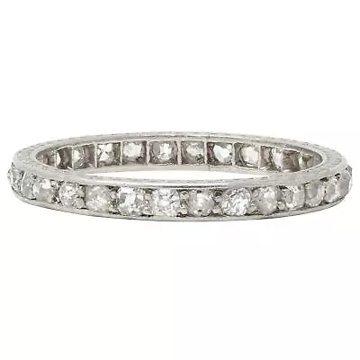 Art Deco 0.90 CTW Diamond Platinum Vintage Eternity Wedding Band Ring • $1975