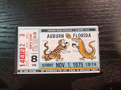 11/01/1975  Auburn Vs Florida Football Ticket Stub • $14.99