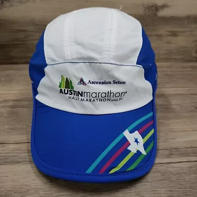 Austin Marathon Hat 5 Panel Cap Blue White Lightweight Strap Back • $9.99