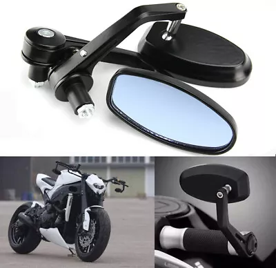 Motorcycle 7/8  Handle Bar End Rearview Side Mirrors For Honda Suzuki Yamaha New • $18.99