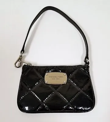 Michael Kors Hamilton Quilt Patent Black Leather Wristletclutchwallet • $62.99