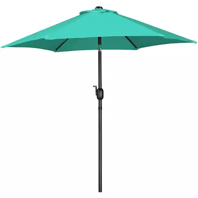 7.5FT Patio Market Umbrella With 6 Ribs Push Button Tilt And Crank For Garden • $37.04