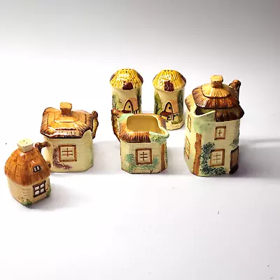 Vintage KEELE STREET POTTERY 6-Piece Cottage Set - Creamer Sugar Hot Water S&P • £43.37