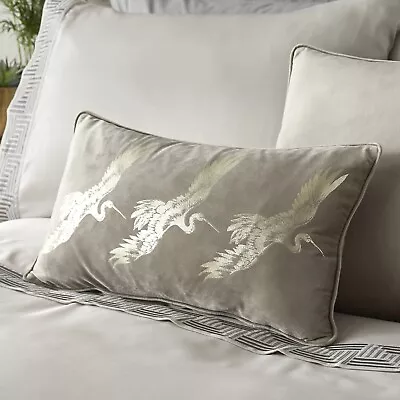 Laurence Llewelyn Bowen Chic Velvet Qing Oyster Filled Boudoir Cushion 28x48cm • £13.45