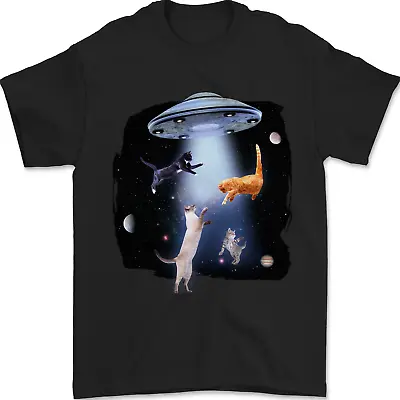 Cat Abduction Alien UFO Mens T-Shirt 100% Cotton • $19.03