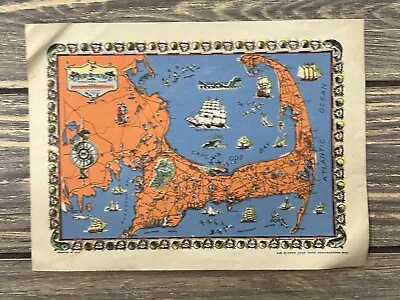 Vintage Cape Cod Bay Map 6.5” X 4.75” • $14.99