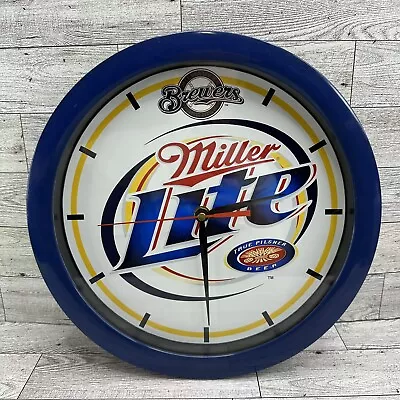 Miller Lite Milwaukee Brewers Baseball Hanging  11.5  Wall Clock Works • $39.99