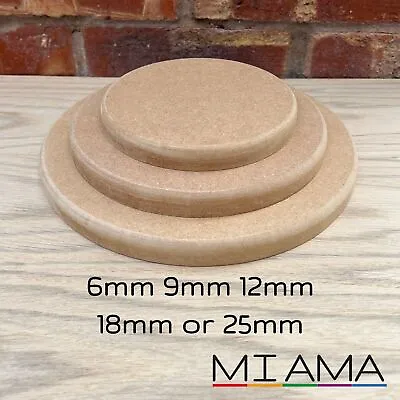 MIAMA MDF Wooden Circle Disk Blanks Craft Shape 10-60cm Diameter Round Top Edge • £66