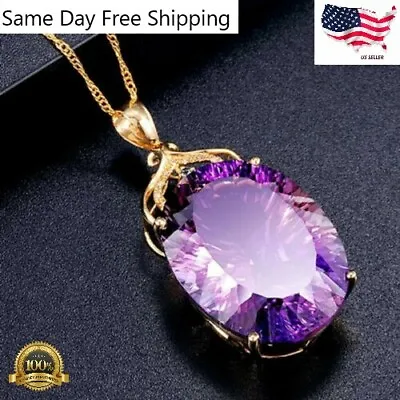 $4.29 • Buy Fashion Silver Plated Amethyst Necklaces Gold Chain Pendants Women Lab-Created