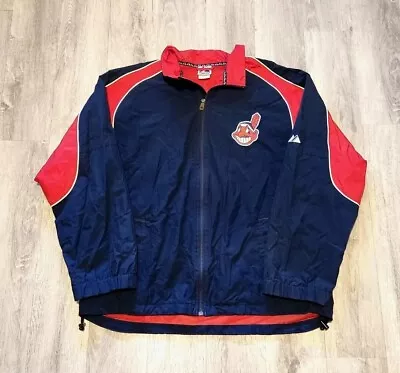 Vintage Majestic Jacket Men's XL Cleveland Indians Chief Wahoo Full Zip Jacket • $29.95