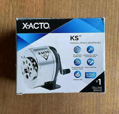 X-Acto 1031 KS Wall Mount Manual Pencil Sharpener Silver Black NEW In Box • $9