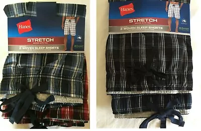 NWT Hanes Men Woven Cotton Blend Sleepwear SHORT Lounge 2 SHORTS Sleep Stretch • $19.99