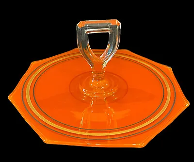 Vintage MCM Mid Century Modern Glass Tidbit Cookie Dessert Plate Tray Orange • $58.08