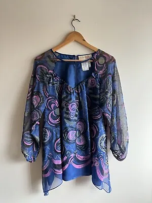 Vintage Zandra Rhodes Silk Top Made In England Hand Painted P • $585