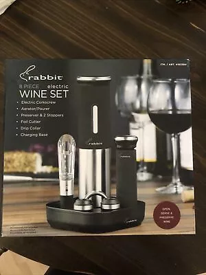 Rabbit Electric Wine Opener Set 8-piece Open Serve And Preserve Wine NEW • $29.99