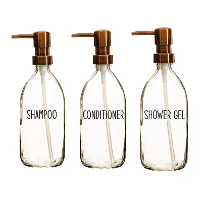 £8.49 • Buy Shampoo Conditioner Body Wash Bottles Pump Dispenser Glass Bottle Sass & Belle
