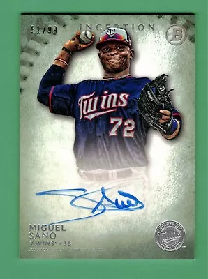 2015 Bowman Inception Miguel Sano Auto Green Parallel 51/99 Twins • $0.99