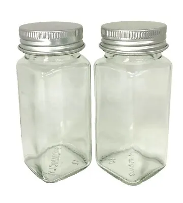 Swommoly Glass Spice Jars Square Set Of 2 Replacement Extra Shakers With Lids • $12.99