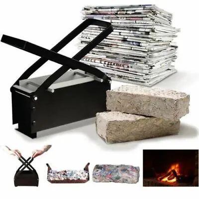 Black Log Briquette Maker Eco Friendly Paper Brick Fire Block Recycling Press • £14.90