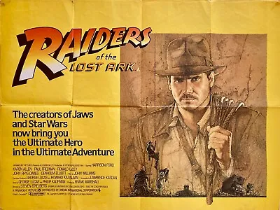 Raiders Of The Lost Ark Original 1981 Quad Poster Harrison Ford Amsel Art • £395